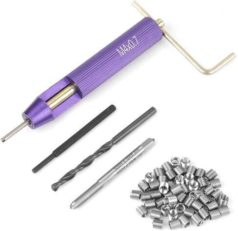 حشوات خيط للمعادن، سلك ملفوف من الفولاذ المقاوم للصدأ، خيط لولبي حلزوني 50 قطعة M4 x 2D مع أدوات تركيب مثبتات مثقاب in Kuwait