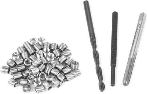 حشوات خيط للمعادن، سلك ملفوف من الفولاذ المقاوم للصدأ، خيط لولبي حلزوني 50 قطعة M4 x 2D مع أدوات تركيب مثبتات مثقاب in Kuwait