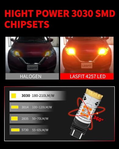 LASFIT 4257 لمبات LED 4257NA ضوء إشارة الانعطاف لعام 2022 Maverick Lariat لعام 2019 2020 2021 2022 F سلسلة ضوء النهار الجري الساطع DRL ترقية الضوء الوامض الأصفر الكهرماني (2 قطعة) in Kuwait