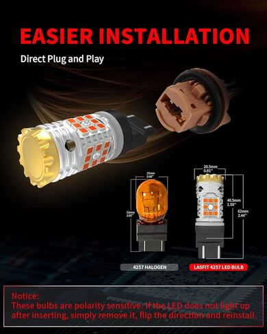 LASFIT 4257 لمبات LED 4257NA ضوء إشارة الانعطاف لعام 2022 Maverick Lariat لعام 2019 2020 2021 2022 F سلسلة ضوء النهار الجري الساطع DRL ترقية الضوء الوامض الأصفر الكهرماني (2 قطعة) in Kuwait