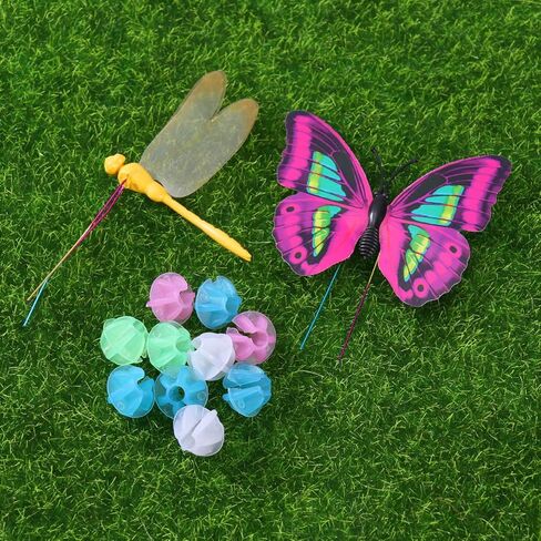 مكبرات عجلة الدراجة من BESPORTBLE - مرفقات مكبرات صوت للدراجة على شكل زهرة وفراشة ملونة - ملحقات دراجة لطيفة للأطفال (108 قطعة من الخرز المتكلم، 30 قطعة من الفراشة، 6 قطع من اليعسوب) in Kuwait