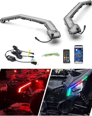أضواء Chelhead Can Am X3 LED المميزة مع أضواء تحول كهرمانية، مجموعة مصابيح أمامية مقاومة للماء لـ Can-Am Maverick X3، Maverick Sport، Maverick Trail in Kuwait