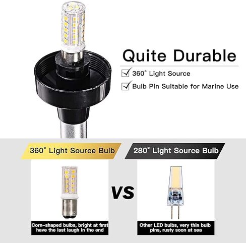 6 بوصة 3 ميل بحري مرساة القارب ضوء في جميع أنحاء LED مصباح ملاحة ثابت مع قاعدة من الفولاذ المقاوم للصدأ وأنبوب ألومنيوم، 12-24 فولت تيار مستمر in Saudi Arabia
