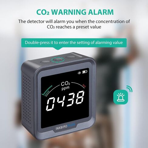 INKBIRDPLUS Indoor CO2 Detector, Air Quality Monitor, Tester for Carbon Dioxide, Temperature and Relative Humidity, Indoor CO2 Monitor with Alarm, for Grow Tents, Wine Cellars, Homes, Cars(PTH-9C) in Saudi Arabia