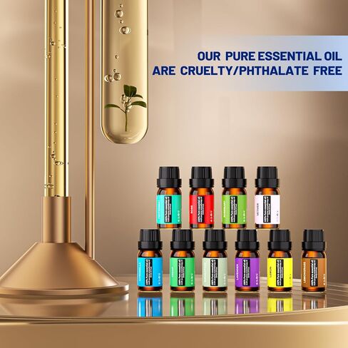 Essential Oil Diffuser Gift Set,10 Essential Oil,550ml Oil Diffuser & Essential Oil Diffusers with 4 Timer &Auto Shut-Off for & 15 Ambient Light Settings in Saudi Arabia