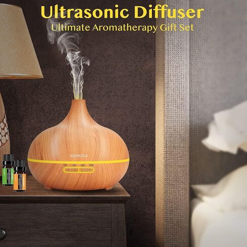 Essential Oil Diffuser Gift Set,10 Essential Oil,550ml Oil Diffuser & Essential Oil Diffusers with 4 Timer &Auto Shut-Off for & 15 Ambient Light Settings in Saudi Arabia