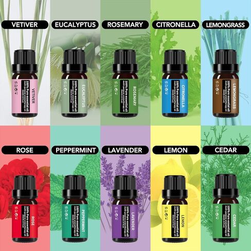 Essential Oil Diffuser Gift Set,10 Essential Oil,550ml Oil Diffuser & Essential Oil Diffusers with 4 Timer &Auto Shut-Off for & 15 Ambient Light Settings in Saudi Arabia