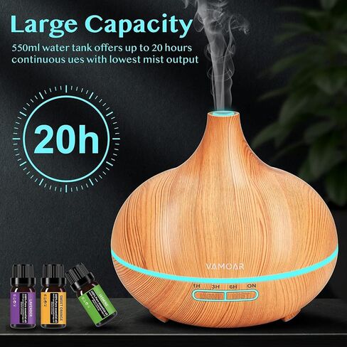 Essential Oil Diffuser Gift Set,10 Essential Oil,550ml Oil Diffuser & Essential Oil Diffusers with 4 Timer &Auto Shut-Off for & 15 Ambient Light Settings in Saudi Arabia