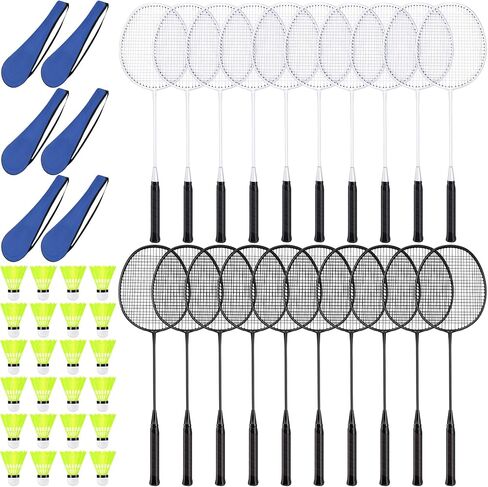 20 Pcs Badminton Rackets Set with 24 Shuttlecocks and 6 Carrying Bags, Sturdy Lightweight Badminton Rackets Racquet for Adults Teenagers Indoor Outdoor Backyards Gym Beach Sports in Saudi Arabia