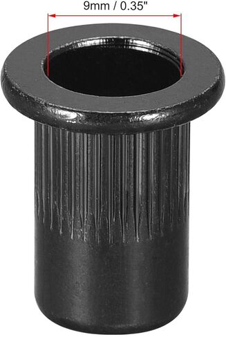 uxcell M6 Rivet Nuts Carbon Steel Zinc-Plated Knurled Flat Head Threaded Insert Nut Black 20Pcs in Saudi Arabia