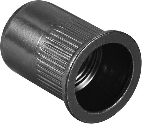 uxcell M6 Rivet Nuts Carbon Steel Zinc-Plated Knurled Flat Head Threaded Insert Nut Black 20Pcs in Saudi Arabia