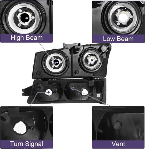 مجموعة المصابيح الأمامية تناسب 03-06 Chevy Silverado/Avalanche 1500 1500HD 2500 2500HD 3500/07 Classic، غير مناسبة لجسم غطاء المصنع، الجانب الأيسر والأيمن (عاكس شفاف لغطاء الكروم) in Kuwait