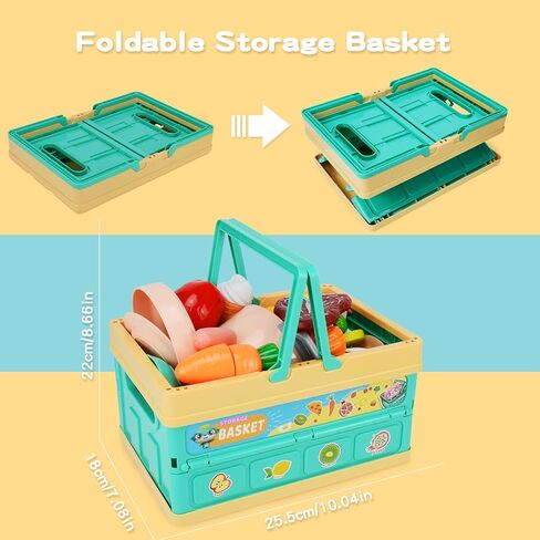 لعب اكسسوارات المطبخ للأطفال 94 قطعة، مجموعة الطبخ التظاهري، قطع الطعام والخضروات والفواكه، مجموعة ألعاب المطبخ مع سلة تخزين، ألعاب تعليمية للأولاد والبنات من سن 3 إلى 6 سنوات in Kuwait