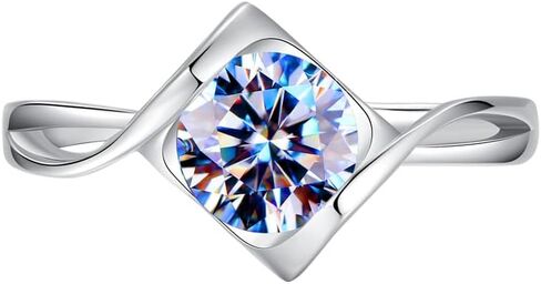 Handmade Sterling Silver Ring 2.0ct Square Moissanite Pavé Setting Proposal Solitaire With Gift Wrapped Box For Her Woman Wife Girlfriend Present For Engagement Birthday Valentine Anniversary in Saudi Arabia