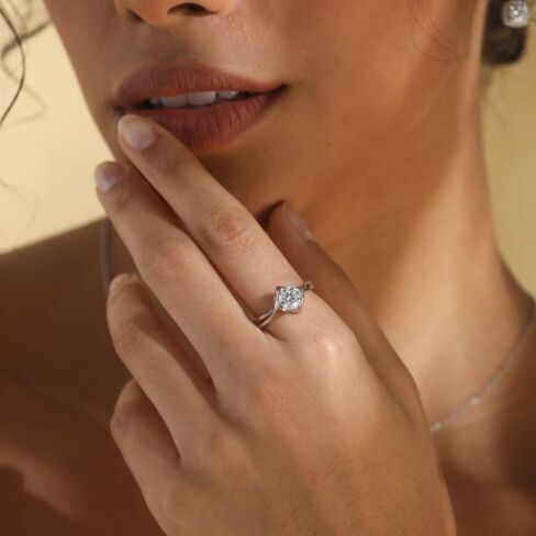 Handmade Sterling Silver Ring 2.0ct Square Moissanite Pavé Setting Proposal Solitaire With Gift Wrapped Box For Her Woman Wife Girlfriend Present For Engagement Birthday Valentine Anniversary in Saudi Arabia