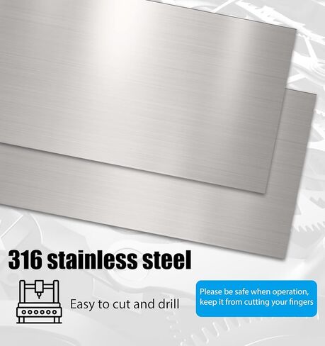 مخزون الرقائق من الفولاذ المقاوم للصدأ 316 - رقائق من الفولاذ المقاوم للصدأ، 12 بوصة × 6 بوصة × 0.023 بوصة، قطعتان in Kuwait