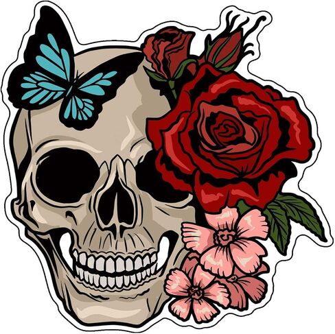 WickedGoodz Butterfly Rose Skull Magnet - Flower Skull Magnetic Car Decal in Saudi Arabia
