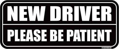 GEEKBEAR New Driver Car Magnet - Colorful, Reflective, Weather-Resistant - Rectangular 8.7 x 3.5 in (Black/Black) in Saudi Arabia
