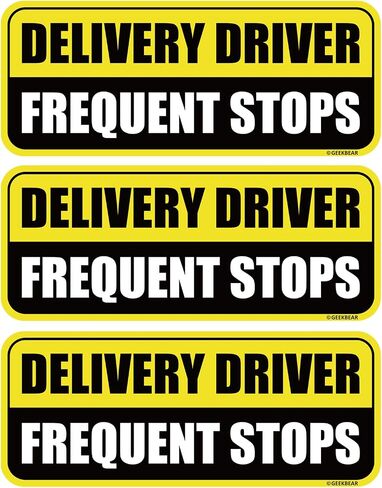 GEEKBEAR Delivery Driver توقف بشكل متكرر مغناطيس السيارة - ملون، عاكس، مقاوم للطقس - مستطيل 8.7 × 3.5 بوصة (أصفر/أسود، 3 عبوات) in Kuwait