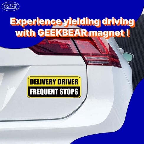 GEEKBEAR Delivery Driver توقف بشكل متكرر مغناطيس السيارة - ملون، عاكس، مقاوم للطقس - مستطيل 8.7 × 3.5 بوصة (أصفر/أسود، 3 عبوات) in Kuwait