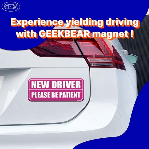 GEEKBEAR New Driver Car Magnet - Colorful, Reflective, Weather-Resistant - Rectangular 8.7 x 3.5 in (Black/Black) in Saudi Arabia