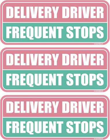 GEEKBEAR Delivery Driver توقف بشكل متكرر مغناطيس السيارة - ملون، عاكس، مقاوم للطقس - مستطيل 8.7 × 3.5 بوصة (أصفر/أسود، 3 عبوات) in Kuwait