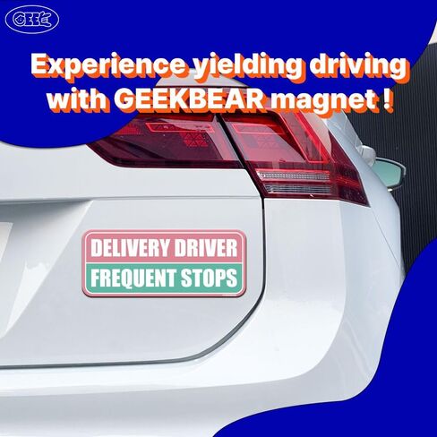GEEKBEAR Delivery Driver توقف بشكل متكرر مغناطيس السيارة - ملون، عاكس، مقاوم للطقس - مستطيل 8.7 × 3.5 بوصة (أصفر/أسود، 3 عبوات) in Kuwait