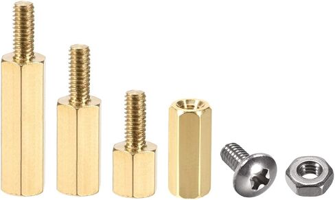 uxcell M2.5 Male-Female Brass Hex PCB Motherboard Spacer Standoff Screw Nut Kit for FPV Drone Quadcopter, Computer & Circuit Board 40pcs in Saudi Arabia