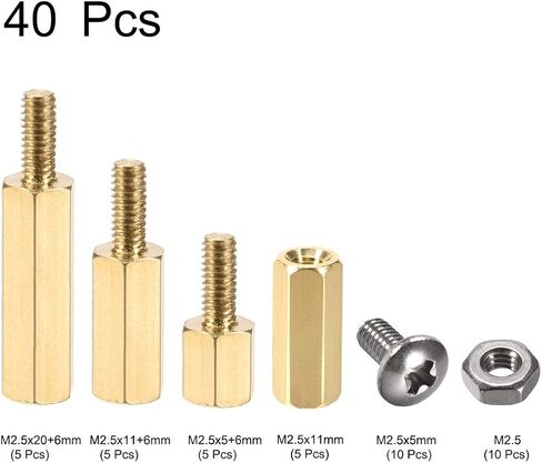uxcell M2.5 Male-Female Brass Hex PCB Motherboard Spacer Standoff Screw Nut Kit for FPV Drone Quadcopter, Computer & Circuit Board 40pcs in Saudi Arabia