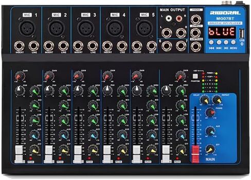 لوحة صوت محمولة مزودة بـ 7 قنوات تعمل بتقنية البلوتوث مع واجهة USB DJ Mixer MP3 ومصدر طاقة 48 فولت لتسجيل الكمبيوتر، وحدة تحكم خلط لتسجيل الاستوديو in Saudi Arabia