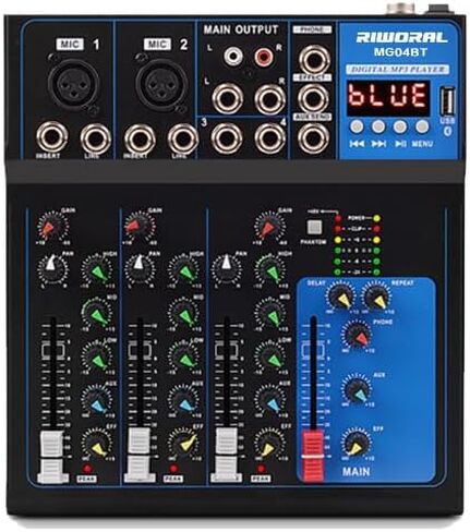 لوحة صوت محمولة مزودة بـ 7 قنوات تعمل بتقنية البلوتوث مع واجهة USB DJ Mixer MP3 ومصدر طاقة 48 فولت لتسجيل الكمبيوتر، وحدة تحكم خلط لتسجيل الاستوديو in Kuwait