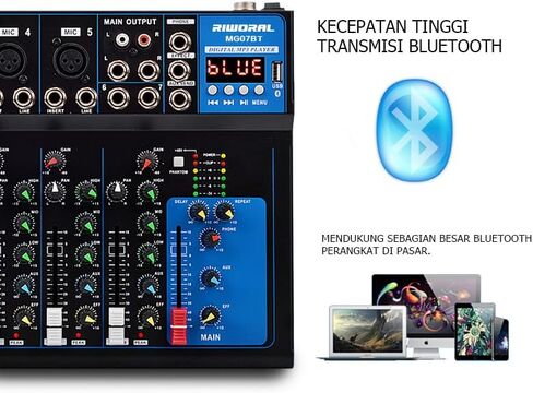 لوحة صوت محمولة مزودة بـ 7 قنوات تعمل بتقنية البلوتوث مع واجهة USB DJ Mixer MP3 ومصدر طاقة 48 فولت لتسجيل الكمبيوتر، وحدة تحكم خلط لتسجيل الاستوديو in Kuwait