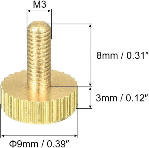 مسامير إبهام مخرشة من uxcell، مسامير نحاسية مسطحة M3x8mm مثبتات قبضة للمنزل، الإلكترونية، الآلة 8 قطع in Kuwait