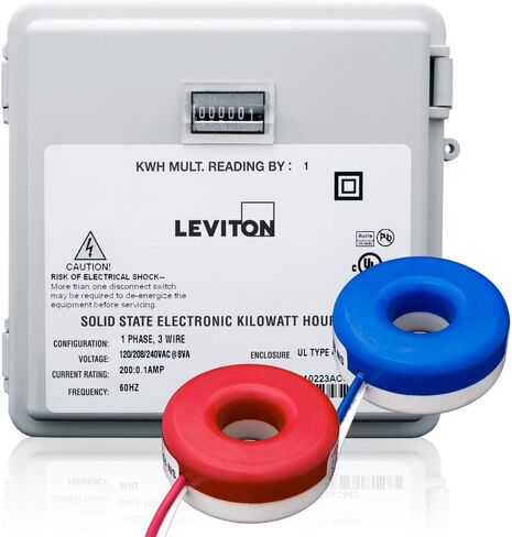 Leviton MO240-1W Outdoor Surface Mount Mechanical Counter 120/208/240V 2P3W 100A with 2 Split Core CTs Mini Meter Kit in Saudi Arabia