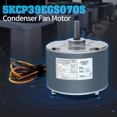 محرك مروحة مكثف 5KCP39EGS070S 1/4 HP، 1100 دورة في الدقيقة، 208-230 فولت محرك مروحة تيار متردد لاستبدال وحدة التيار المتردد مناسب لـ genteq 3905، 5KCP39EGY823S، HC39GE234A، HC39GE237، HC39GE237A، Dayton 6DLL0 in Kuwait