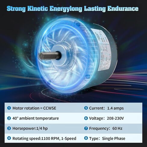 محرك مروحة مكثف 5KCP39EGS070S 1/4 HP، 1100 دورة في الدقيقة، 208-230 فولت محرك مروحة تيار متردد لاستبدال وحدة التيار المتردد مناسب لـ genteq 3905، 5KCP39EGY823S، HC39GE234A، HC39GE237، HC39GE237A، Dayton 6DLL0 in Kuwait