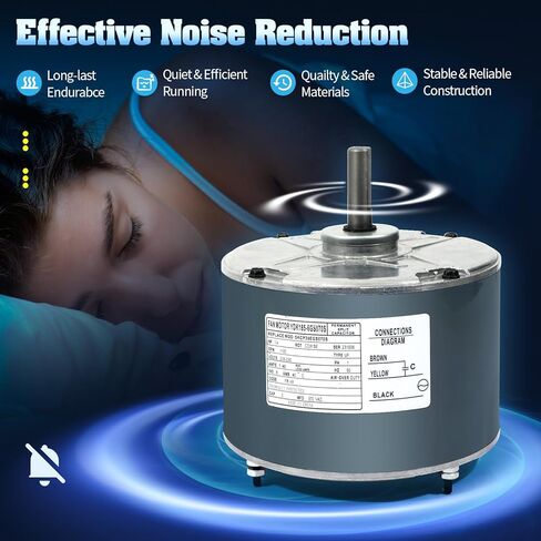 محرك مروحة مكثف 5KCP39EGS070S 1/4 HP، 1100 دورة في الدقيقة، 208-230 فولت محرك مروحة تيار متردد لاستبدال وحدة التيار المتردد مناسب لـ genteq 3905، 5KCP39EGY823S، HC39GE234A، HC39GE237، HC39GE237A، Dayton 6DLL0 in Kuwait