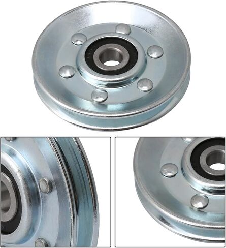 BQLZR 73 × 10 مم بكرة كابل فولاذية تحمل الحديد الفضي على شكل حرف V تحمل بكرة المهمل تحمل 215 كجم لمعدات الصالة الرياضية فتاحة باب المرآب in Kuwait