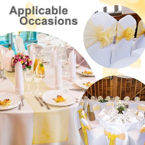 Ganeen 50 Pcs Organza Chair Sashes 10 Pcs Table Runner Sheer Chair Ribbon Bows for Wedding Banquet Party Chair Bows Ties Chair Cover Bands Supplies for Wedding Banquet Party Event Decoration (Blue) in Saudi Arabia