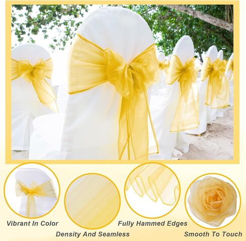 Ganeen 50 Pcs Organza Chair Sashes 10 Pcs Table Runner Sheer Chair Ribbon Bows for Wedding Banquet Party Chair Bows Ties Chair Cover Bands Supplies for Wedding Banquet Party Event Decoration (Blue) in Saudi Arabia
