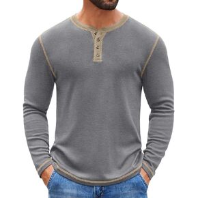 COOFANDY Mens Henley Shirts Long Sleeve Button T-Shirt Fashion Casual Pullover Shirts Soft Stretch Tees Tops in Kuwait
