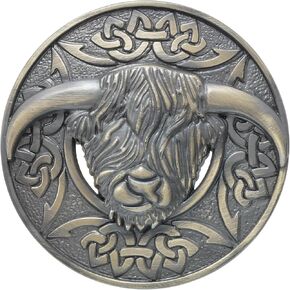 Highland Cow Kilt Brooch with Celtic Knot - Traditional Scottish Helian Coo Plaid Brooches for Men – Handcrafted Tartan Sash Pin, Luxurious Accessory for Women’s Dress in Kuwait