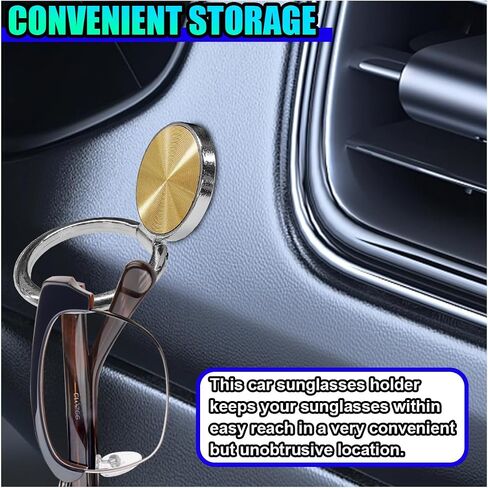 Sunglass Holder for Car Dash, Metal Auto Dashboard Eyeglass Holder Hook, Universal Vehicle Interior Hanger Accessories for Car, Home, Boat, RV, Truck, Office, Phone (Black, 1PC) in Saudi Arabia