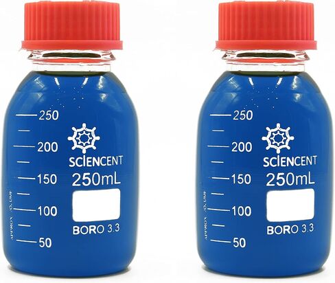 (Pack of 2) 500ml Leak Proof Media Bottles Super Thick Graduated with GL45 Screw Cap Durable 500ml bottle in Saudi Arabia