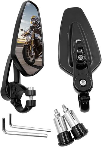 Motorcycle Rear View Mirror, 360° Adjustable High Definition Motorbike Handlebar Bar End Rearview Side Mirror, Scooter Replacement Accessories, Universal for Motorcycle E-Bike in Saudi Arabia