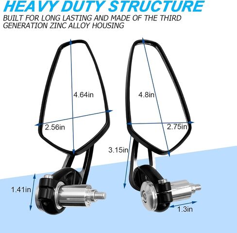 Motorcycle Rear View Mirror, 360° Adjustable High Definition Motorbike Handlebar Bar End Rearview Side Mirror, Scooter Replacement Accessories, Universal for Motorcycle E-Bike in Saudi Arabia