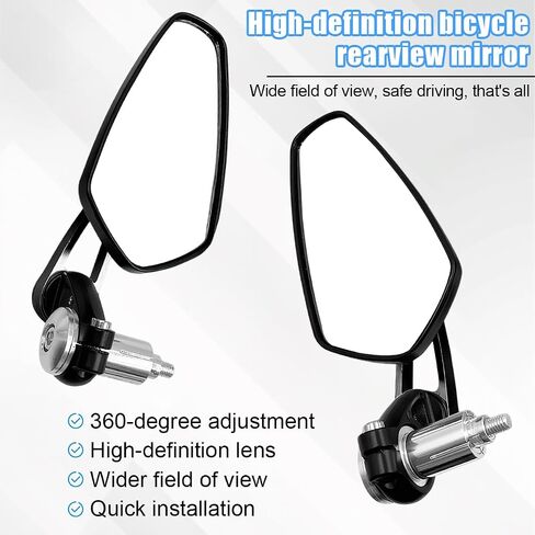 Motorcycle Rear View Mirror, 360° Adjustable High Definition Motorbike Handlebar Bar End Rearview Side Mirror, Scooter Replacement Accessories, Universal for Motorcycle E-Bike in Saudi Arabia
