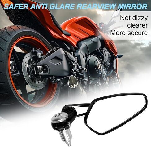 Motorcycle Rear View Mirror, 360° Adjustable High Definition Motorbike Handlebar Bar End Rearview Side Mirror, Scooter Replacement Accessories, Universal for Motorcycle E-Bike in Saudi Arabia
