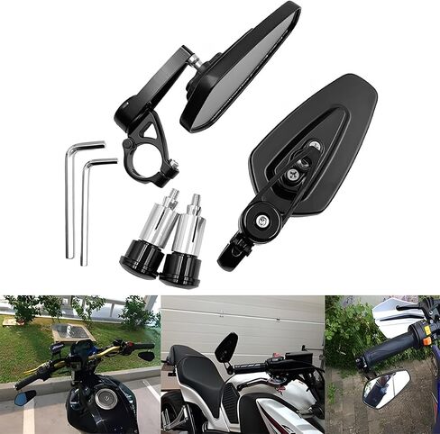 Motorcycle Rear View Mirror, 360° Adjustable High Definition Motorbike Handlebar Bar End Rearview Side Mirror, Scooter Replacement Accessories, Universal for Motorcycle E-Bike in Saudi Arabia