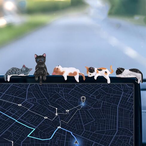 5pcs Cats Car Interior Accessories Dashboard Decorations,Cute Cat Car Accessories,PVC Cat Figurine for Cars Home Garden Decor,Rearview Mirror Ornament in Saudi Arabia